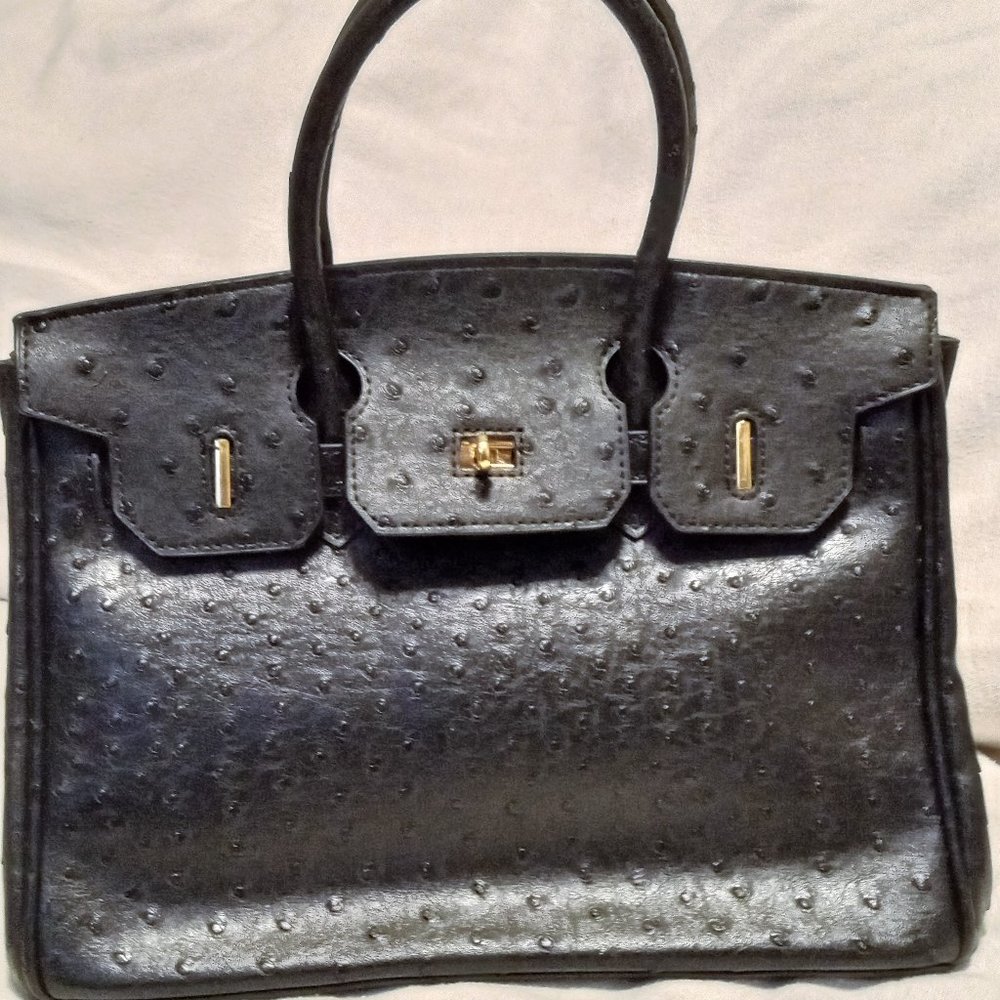 Black PU Ostrich Leather Purse